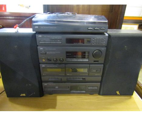 JVC stereo with speakers and record player