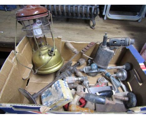 Tilley lamp and vintage tools