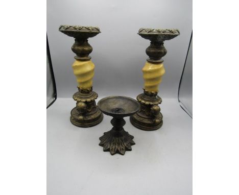 Three candle stick holders&nbsp;