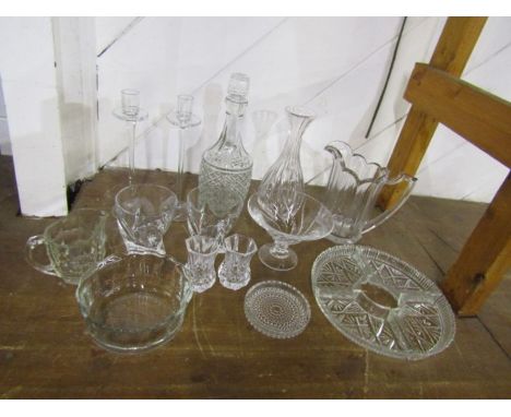 Quality glassware including decanter, candle sticks and serving dish etc&nbsp;