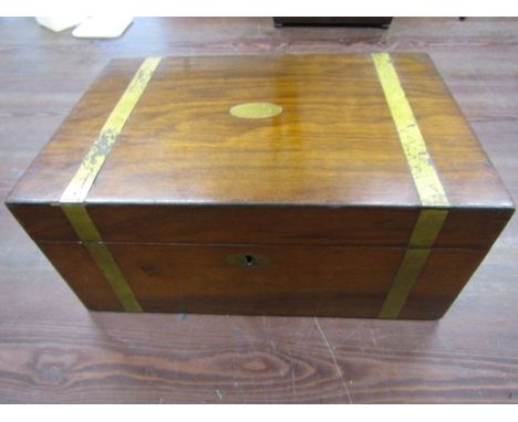 Vintage brass inlaid writing slope with interior&nbsp;