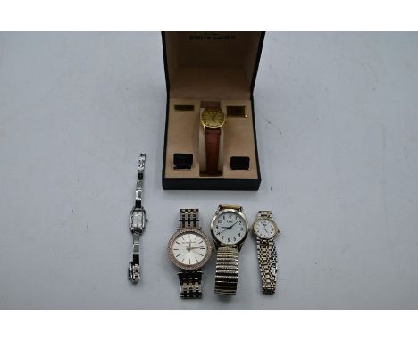 Group of 5 watches to include, limit, Michael Kors, Sekonda, Rotary and Longines in box