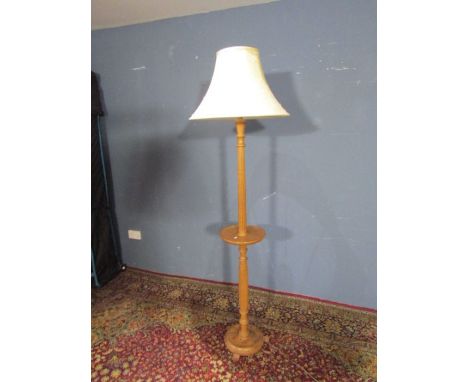 Hand turned wooden table floor lamp with shade&nbsp;