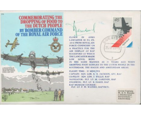 Prince Bernhard of Lippe Biesterfeld signed flown commemorative FDC for The Dropping Of Food To The Dutch People By Comber Co
