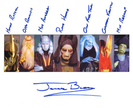 Star Wars 8x10 photo signed by actor Jerome Blake who has also signed all of the character names he's played in the Star Wars