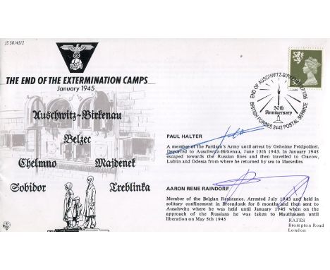 Auschwitz survivors 50th anniversary of the Liberation of the Concentration camps FDC, signed by Belgian resistance heroes Pa