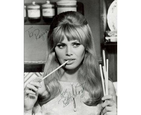 Britt Ekland signed 10x8 black and white photo. Ekland is a Swedish actress, model and singer. She appeared in numerous films