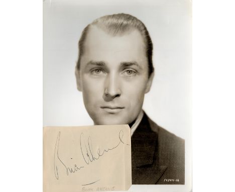Brian Aherne signed 5x4 album page with unsigned photo. Aherne (2 May 1902 - 10 February 1986) was an English actor of stage,