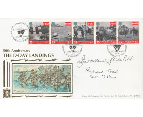 WWII, Richard Todd signed FDC commemorating the D Day Landings. This lovely cover is signed by Todd who was first out of the 