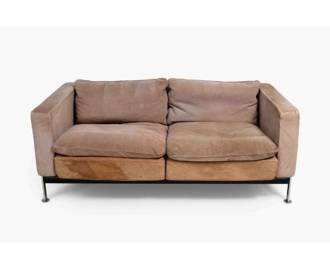 Robert Haussmann, Sofa "RH 302 Atlas"(1931 Zürich 2021)Entwurf 1954–56 für De Sede, Schweiz. 2-Sitzer. Verchromter Flachstahl