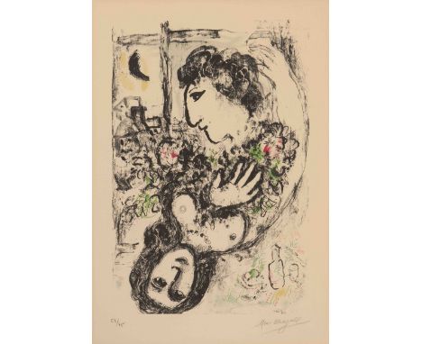 Marc Chagall(Witebsk 1887–1985 Saint-Paul de Vence)"Bonheur". 1969. Farblithographie. 54/75. Unten rechts in Bleistift signie