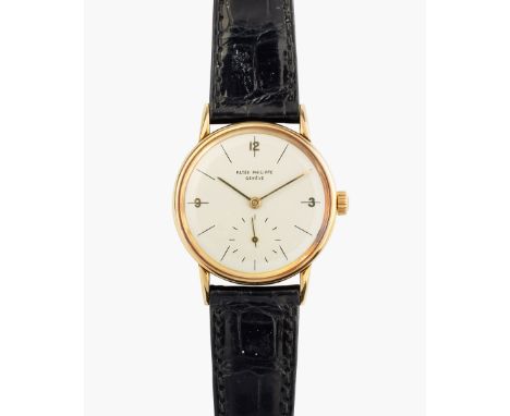 Patek Philippe, 1956Ref. 2494. 750 Gelbgold-Gehäuse, Nr. 517001, 33 mm. Veredeltes Handaufzug Kal. 12-400, Werk Nr. 727028, G