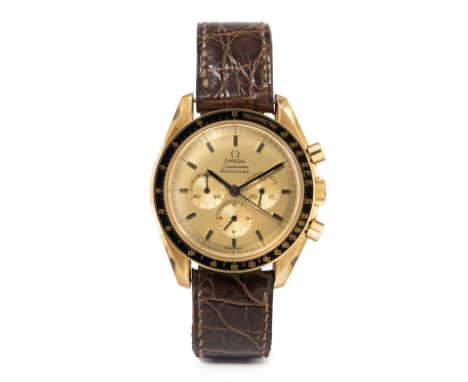 Omega "Speedmaster Professional Moon Watch Apollo XI 1969", um 1980In limitierter Serie hergestellt.Ref. 1450039. 750 Gelbgol