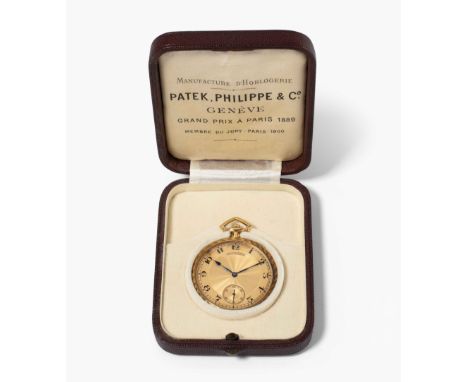 Patek Philippe, Frackuhr, um 1920Guillochiertes, signiertes 750 Gelbgold-Lépinegehäuse Nr. 403671, 44 mm, 60 g. Goldfarbenes,