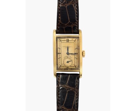 Patek Philippe "Hausmann & Co.", 1930er Jahre750 Gelbgold-Gehäuse, Nr. 612505, 40x24 mm. Handaufzug Kal. 9-90, Werk Nr. 83043