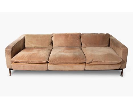 Robert Haussmann, Sofa "RH 302 Atlas"(1931 Zürich 2021)Entwurf 1954–56 für De Sede, Schweiz. 3-Sitzer. Verchromter Flachstahl