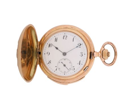 Große, schwere Goldsavonette Taschenuhr mit Minutenrepetition und Erotikautomat. Roségold 14K, inkl. Staubdeckel, Staubdeckel