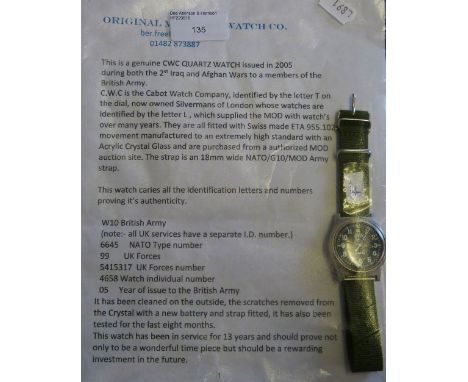 CWC - A British Army quartz wristwatch, ETA movement, circa 2005