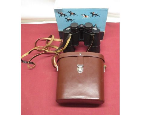 Carl Zeiss Jena 10x50W Jenoptem binoculars, complete with original brown leather case, outer cardboard sleeve, instruction ma