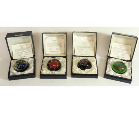 Set of four Caithness Elements glass paperweights consisting Earth, Air, Fire and Water, matching ltd ed. numbers 814 of 1000