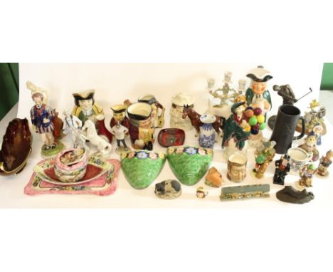 Colllection of C20th ceramics incl. Maling Lustre Ware, Hummel figures, character jugs, Lomonosov fox terrier etc 
