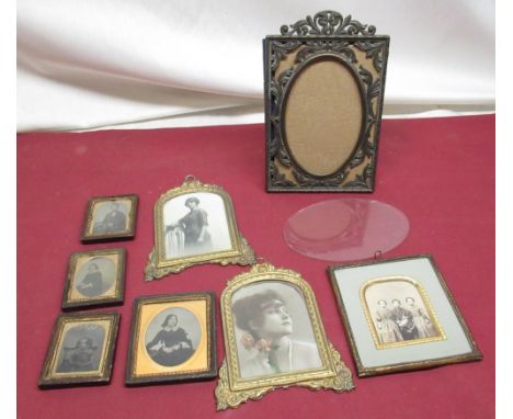 Late C19th ambrotype type and daguerreotype portrait photographs, mostly in original frames, later framed fashion portrait ph