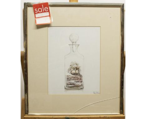 Neil Simone (British 1947-); Sailing Vessel in a Decanter, oil on board, signed, 52cm X45cm 