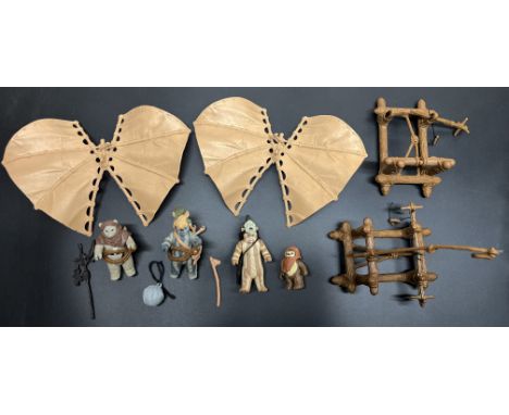 Star Wars - a collection of original vintage Kenner/Palitoy made Star Wars Ewok related action figures/playsets, inc. two Ewo
