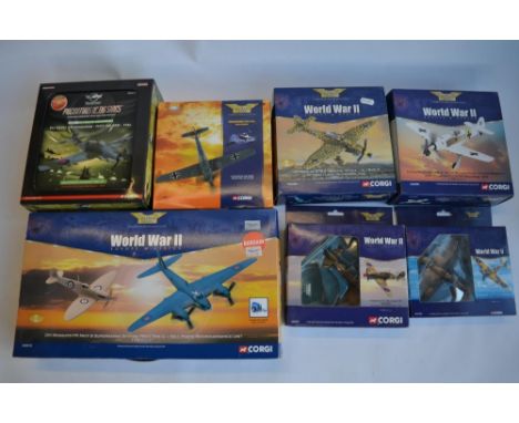 7 boxed 1/72 Corgi die-cast model aircraft. RAF/RN/Luftwaffe World War 2 includes AA31902 Spitfire VB, AA30701 Hurricane IIB,