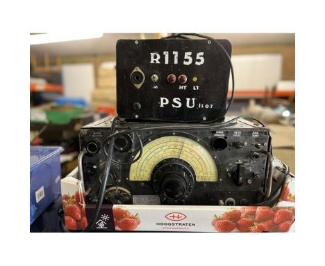 WW11 Lancaster Bomber Type 1155A radio receiver, Ref. No. 10D/820, Serial No. 44720, with a R1155 PSU. with instruction manua