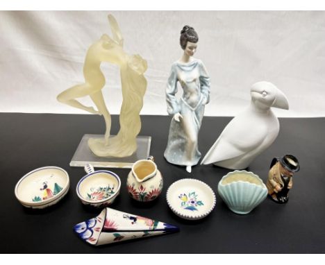 Royal Doulton figure Boudoir HN 2542 H31.5cm, Royal Doulton miniature Winston Churchill jug, early 1970's Poole Pottery trink