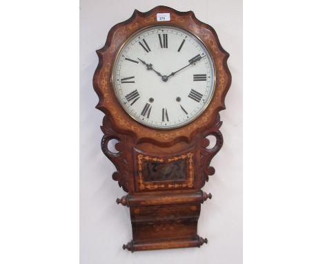 Jerome &amp; Co. - Superior 8 day Anglo-American clocks, early C20th inlaid and figured walnut drop dial wall clock, brass be