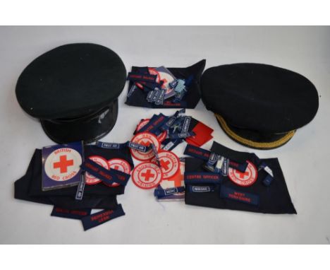2 British Army caps, one from The Rifles with cap badge, size 7 and an eighth/58 by Patey of London and a collection of Briti