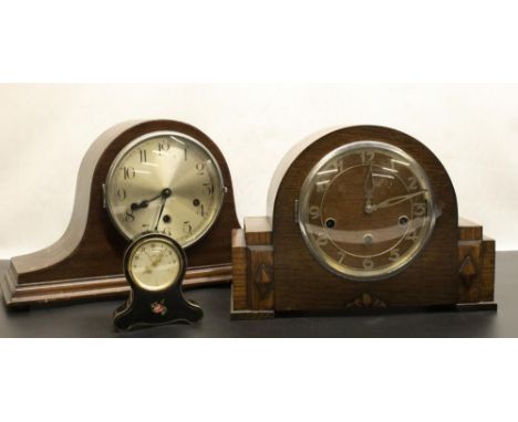 Haller 1930's mahogany cased mantel clock, chrome plated bezel enclosing silvered dial with Arabic numerals and outer minute 