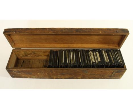 Collection of C20th UK magic lantern photographic slides, all Church, Castle, Cathedral and other buildings in pine storage b