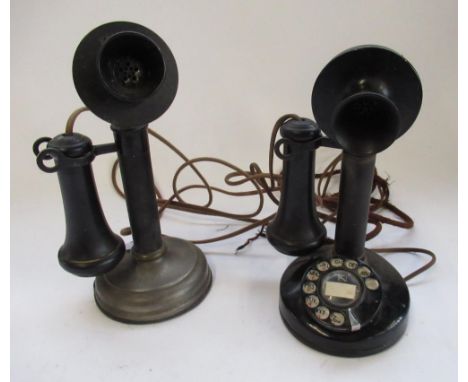 C20th Kellogg candlestick dial telephone and a Kellogg candlestick telephone, converted (2) 