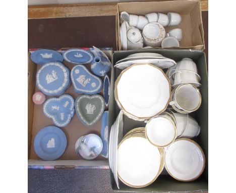 Collection of Wedgwood Jasper ware (13), continental part tea service, and a white tea service with gilt borders, painted No.