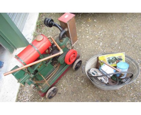 Stuart Turner ltd Type A6R2 stationary engine with galvanised bucket containing spares 
