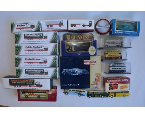 A collection of mostly boxed die-cast model vehicles from Corgi, The Original Omnibus Company (Corgi brand), Atlas Editions e