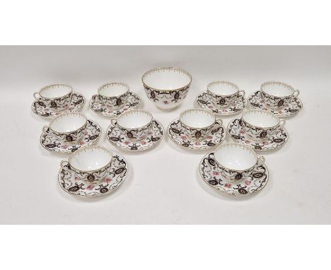 Royal Worcester part tea service, circa 1900, printed green marks, pattern no.6243, printed and painted with pink roses among