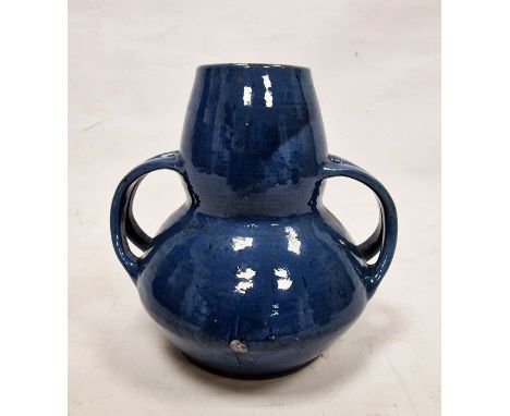 C H Brannam Pottery Barum Ware Arts and Crafts blue-ground two-handled vase retailed by Liberty &amp; Co., impressed C.H. Bra