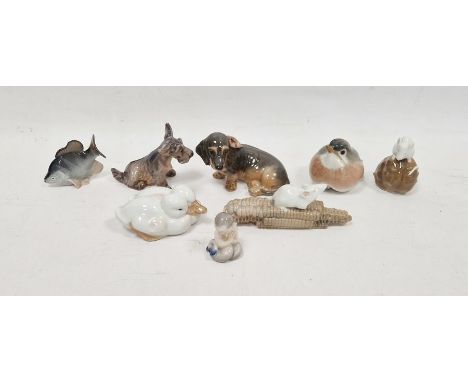 Various Royal Copenhagen models of animals, 20th century, various printed and painted marks,&nbsp;comprising two figures of m