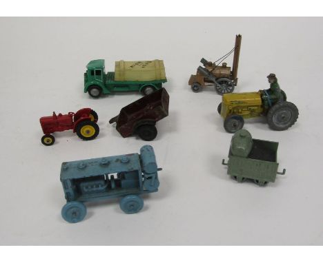 Dinky Supertoys diecast model 562 Dumper Truck boxed, Benbros Tractor with driver, Corgi Juniors BM Volvo Tractor, Lead model