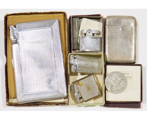 Assorted vintage lighters&nbsp;including the Mosda Automatic Lighter case, engine-turned, in box, a Ronson Mosda 500 automati