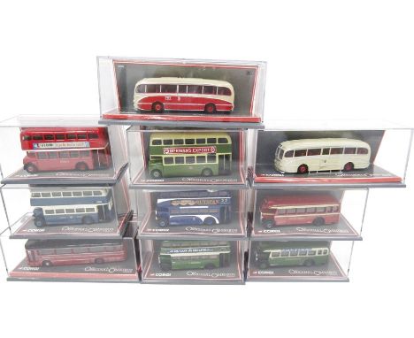 Large quantity of Corgi The Original Omnibus company diecast model bus to include 97095 Lancashire Holiday set, 97944 Leyland