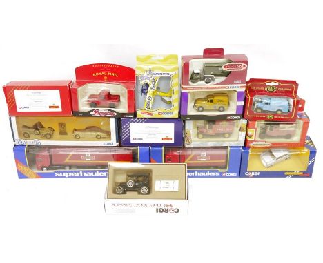 Corgi boxed diecast model cars to include Corgi Superhaulers 59570 ERF Box Trailer- Royal Mail, Superhaulers 59513 ERF Short 