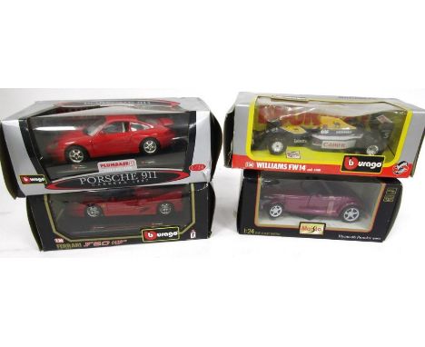 Boxed diecast model cars to include Burago 1/24 Williams FW14, Burago 1/24 Ferrari F50 Hard-Top (1995), Corgi 96871 Morris mi