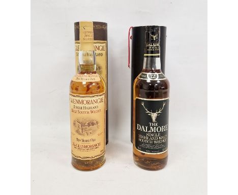 Vintage The Dalmore 12 year old single highland malt scotch whisky&nbsp;in original tube with a 10 year old Glenmorangie sing