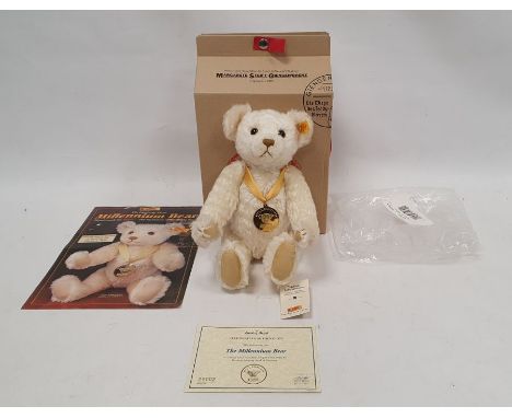 Steiff Danbury Mint 'The Millennium' bear, serial no.29002, 29cm, with medallion, certificate and box&nbsp;