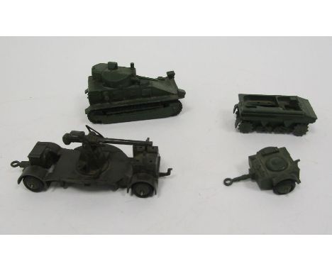 Schuco Studio 1050 tinplate clockwork racing car together with Paya tinplate fire engine, Dinky Toys 151a Medium Tank, 161b A